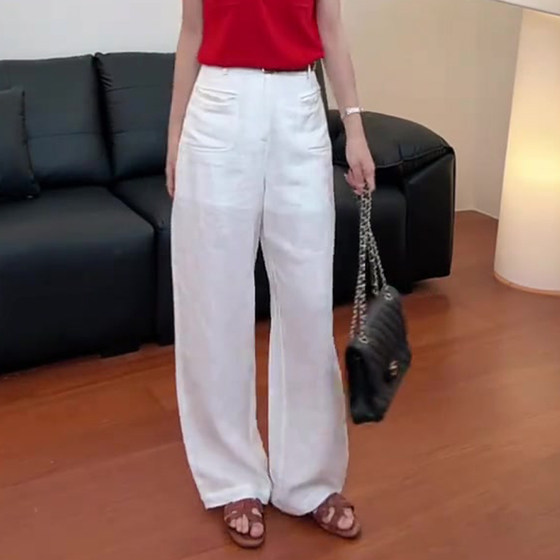 White casual linen wide-leg pants for women 2025 summer new slim and versatile commuting comfortable trendy straight pants
White casual linen wide-leg pants for women 2025 summer new slim and versatile commuting comfortable trendy straight pants