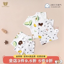 Baby summer suit Baby clothes pure cotton summer mens and womens childrens summer short-sleeved shorts two-piece set thin section 2