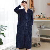 Thicken sleepdress men fall flannel loose casual plus thickening pajamas long coral velvet home suit