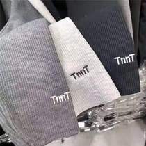 Pure cotton light gray leggings womens spring and autumn new vertical threaded thin section outer wear high waist large size elastic nine-point pants