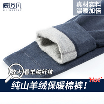 Wei Maifan autumn and winter pure cashmere pants mens warm pants womens thin bottoming long johns wool trousers high waist cotton pants