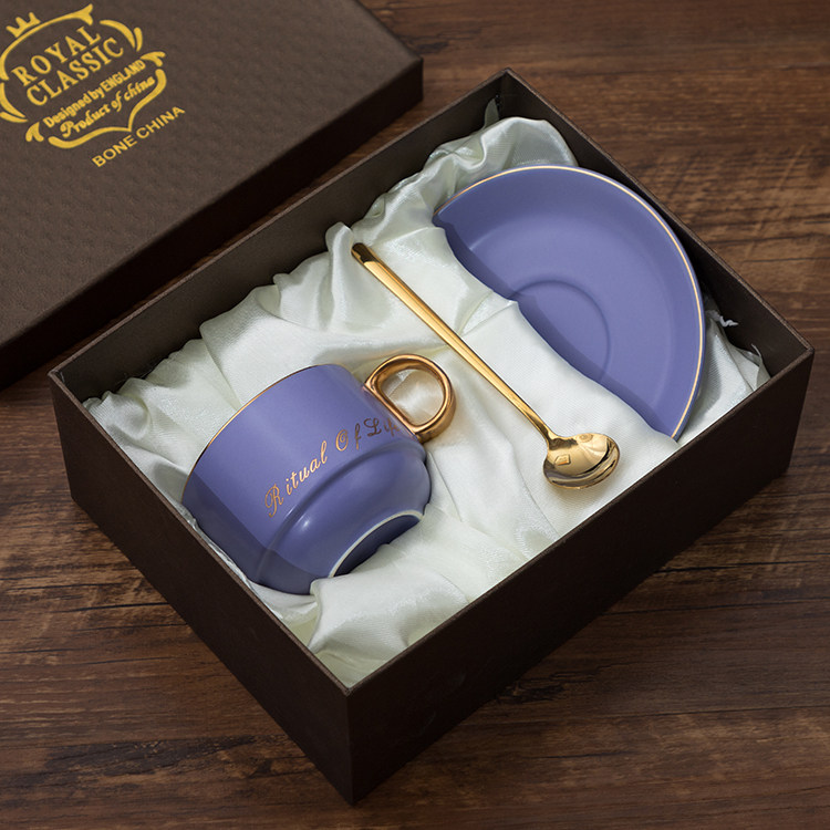 ceramic coffee cup and dish sending spoon european style small luxury simple home afternoon tea cup elegant light luxury set gift