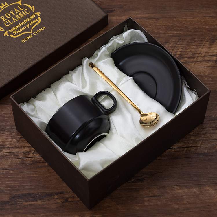ceramic coffee cup and dish sending spoon european style small luxury simple home afternoon tea cup elegant light luxury set gift