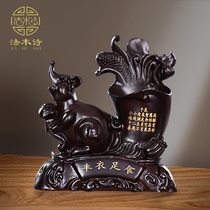 Ebony wood carving rat pen holder Zodiac mouse ornaments mahogany solid wood Wangcai root carving fortune crafts home decorations