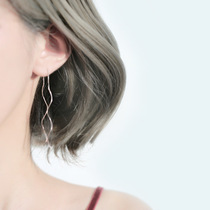 Pure silver wavy display with a thin ear line Temperamental Fluxions Suear Pendant long Wavy Wire Earrings earrings Ear Chain earrings