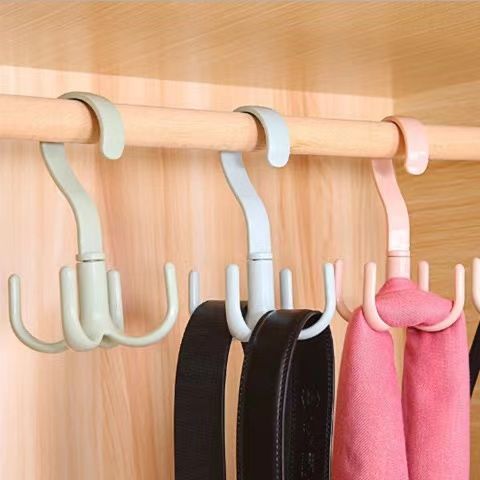 Hook Four Paws Multifunction Clothing Cap Hook Home Wall Hanging Bag Tie Rack Free of perforated scarf containing frame rotatable-Taobao