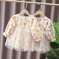 COLLOMIN GIRLS Floral Dress Baby Mesh Dress Small Childrens Clothing 2020 Autumn Childrens princess Dress