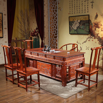 New Chinese tea table and chairs combined solid wood office tea table minimalist home tea tea set with suit table
