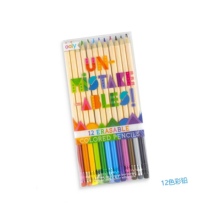 American ooly rainbow stationery erasable color pencil 12 sets of writing smooth easy wash with rubber