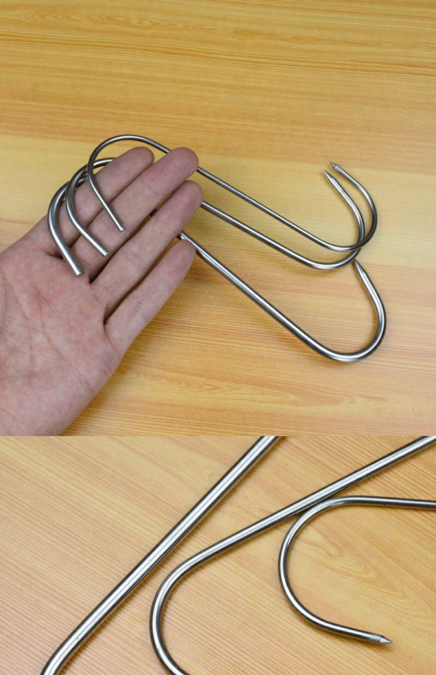 s型挂肉钩子不锈钢加粗猪牛肉钩腊肉尖头钩烤鸭钩配件烤炉烧腊勾