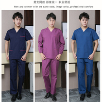 Handwashing Clothes Men Short Sleeves Pure Cotton Polyester Cotton Surgery Clothes Brushed Hand-made Operating Room Pet Store Dental Doctor Work Clothes