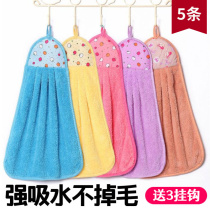 Coral hand towel hanging super absorbent thickened rag Pure cotton kitchen hanging towel Cartoon Sassafras hand towel
