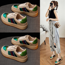 Leather bread small white shoes womens 2021 new autumn womens shoes explosive sports autumn niche original national tide board shoes