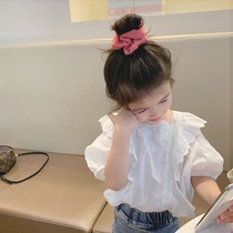 Girl Bubble Cuff BABY SHIRT 2021 LACE SIDE SHORT SLEEVE BLOUSES PRINCESS SNOW SPINNING FOREIGN WOMAN DRESS SHIRT