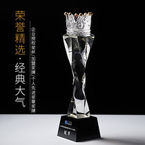 Crown Crystal Trophy Customized Excellent Staff Creative Competition Champion Team Commemorative Gifts Quarter Year-end Awards
