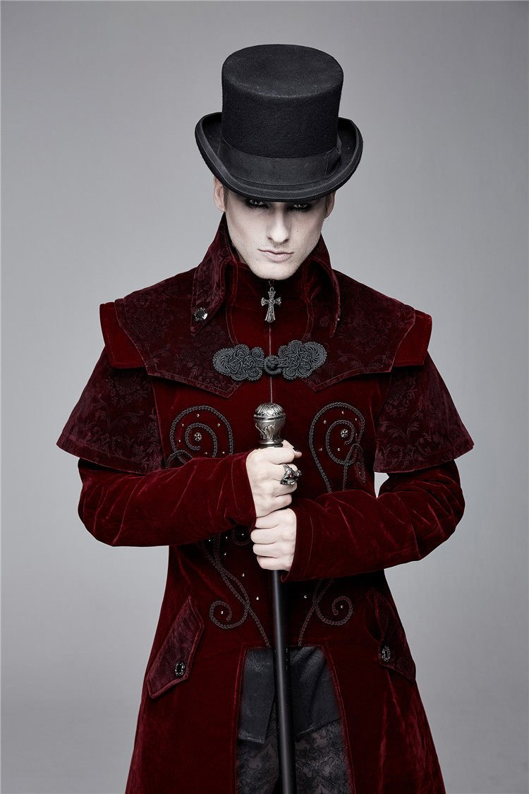 欧美宫廷绅士男装西服性复古中长款外套魔术师演出服装哥特燕尾服