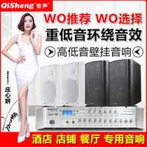 Qisheng wireless Bluetooth wall-mounted speaker sound speaker set Indoor home living room high and low sound 3D surround factory school dance shop Supermarket shopping mall commercial background music broadcasting system