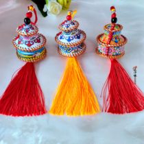 Mongolian element auspicious double-layer car hanging national characteristics hand-stitched decorations yurt handicrafts