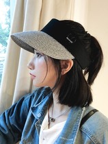 Empty top straw hat chic large along hat folded beach grass knitted fisherman hat woman summer duck tongue hat sunscreen sunhat