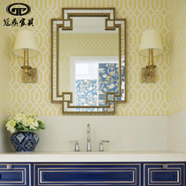 Guanding square bathroom mirror toilet hanging wall mirror mosaic porch decorative mirror wall creative makeup mirror