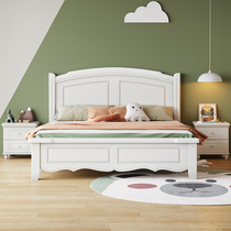 White full wood bed modern simple 1 8m single double bed 1 5m master bedroom 2 Princess bed small household type