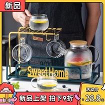 Household glass high temperature resistant Nordic flower tea cup Afternoon flower tea tea set Fruit teapot set can be heated cold water pot