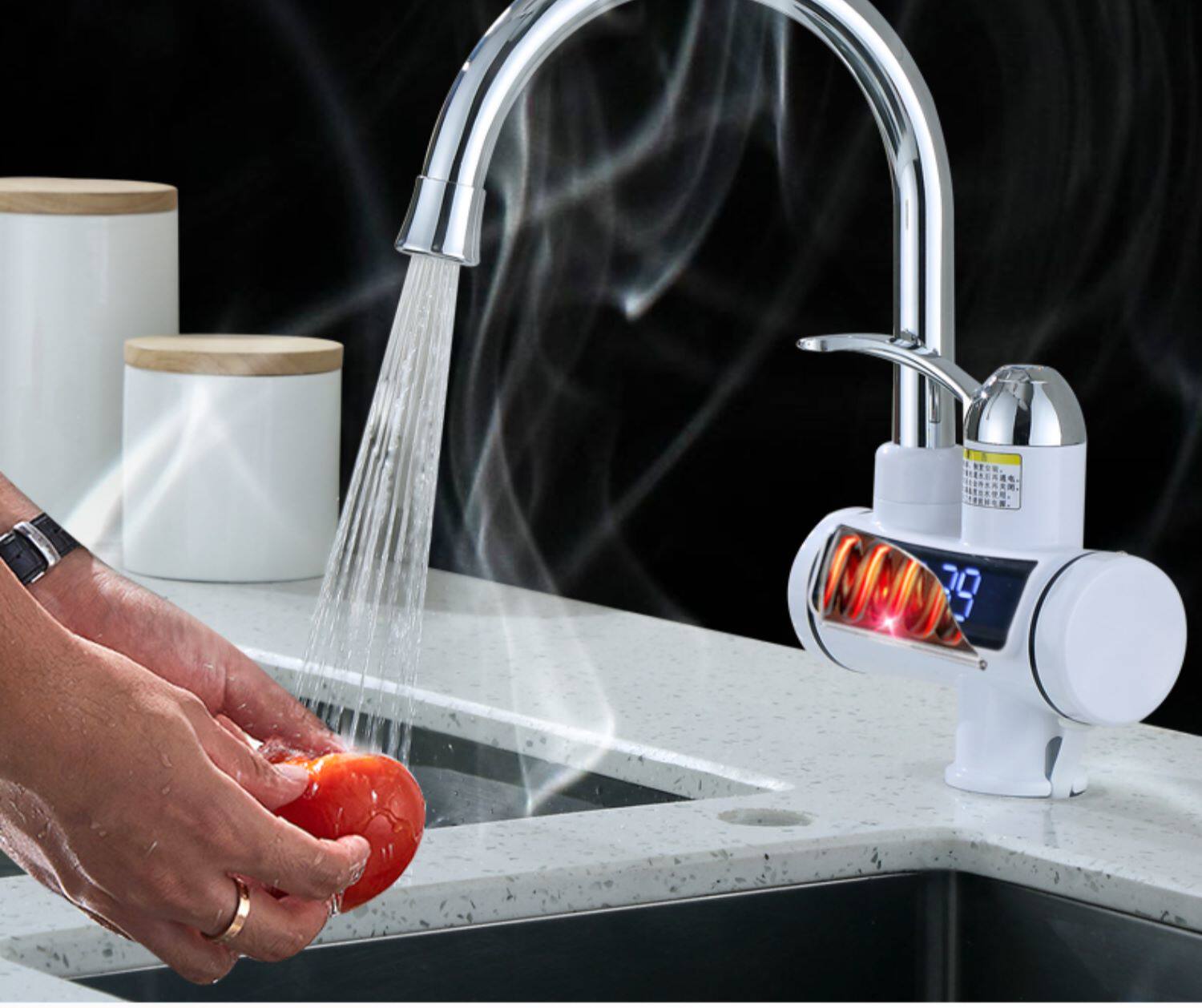 金正电热水龙头快速热即热式加热厨房宝下进水侧进水家用电热水器_优