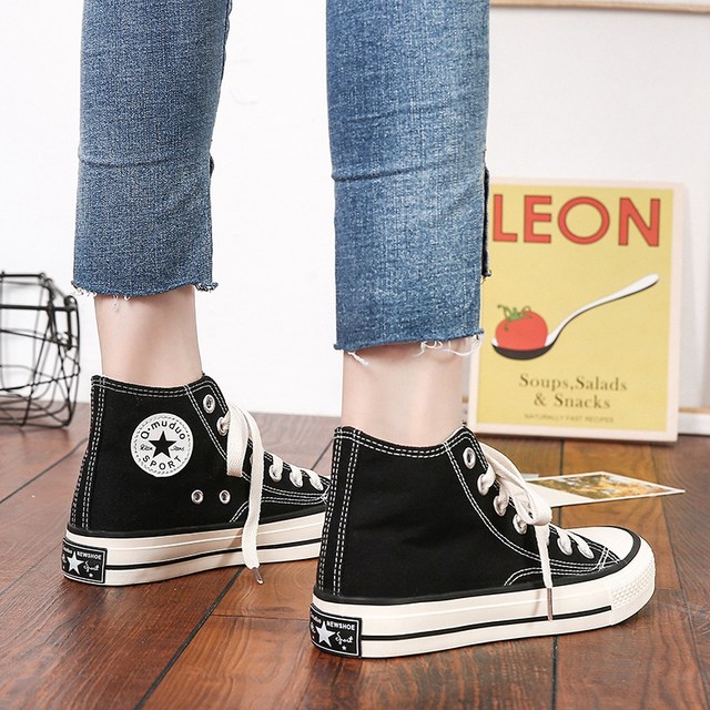 Spring and Autumn 1970s high-top canvas shoes for women 2022 new Korean version ulzzang versatile ins plus velvet students sneakers