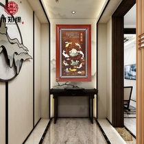 New Chinese Living Room Decoration Painting Sofa Background Solid Relief Painting into the family Xuanguan Aisle Solid Wood Vertical Screen Jade Sculpture