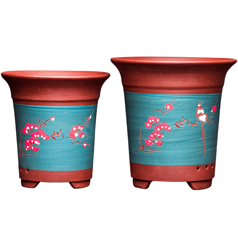 Purple sand flowerpot orchid basin large caliber Chinese rose clivia ceramic plant classical coarse pottery small green plant bonsai POTS