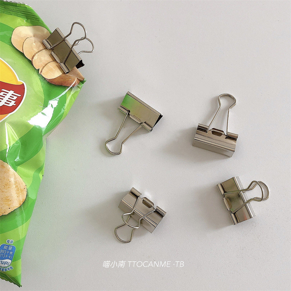 亲测夹力超好零食封口夹不锈钢韩国银色简约薯片食品袋密封