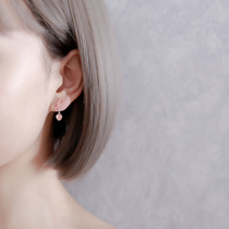 925 sterling silver senior sense pink hollow love earrings female simple butterfly temperament fashion personality Korean earrings