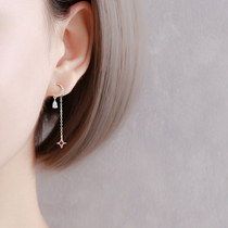 925 sterling silver star moon earrings female temperament Korean personality symmetrical exquisite high sense long tassel earrings earrings