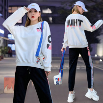 Spring Sports Suit Women 2022 New Fashion Pure Cotton Foreign Air Casual Weaters Two Sets Student Tide Cards