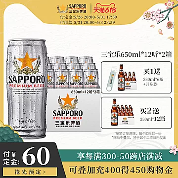 【三宝乐】啤进口啤酒650ML*24罐*2箱[22元优惠券]-寻折猪