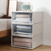 Home clothes storage box drawer plastic household transparent wardrobe storage box clothing locker box