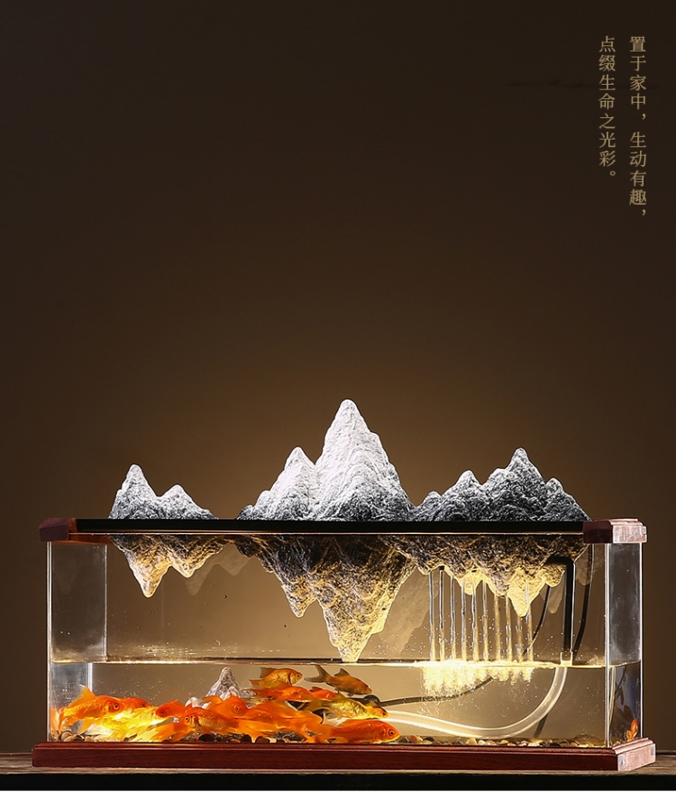 Circulating water tank decorated living room small household creative ceramics artificial rockwork aquarium desktop furnishing articles