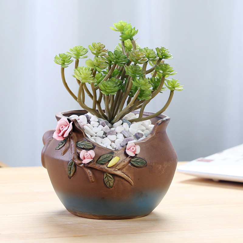 Hand, spend more meat pot ceramic meat meat the plants flower pot creative brief, coarse pottery money plant size flowerpot clearance