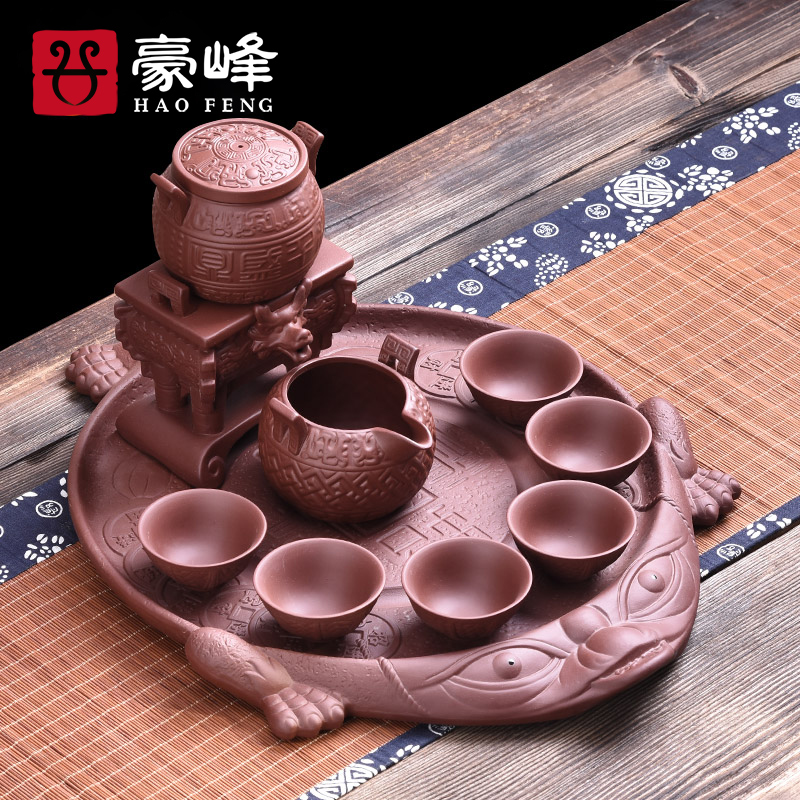 HaoFeng violet arenaceous spittor tea tray tea set suit household saucer tea tea sea drainage of a complete set of kung fu tea set