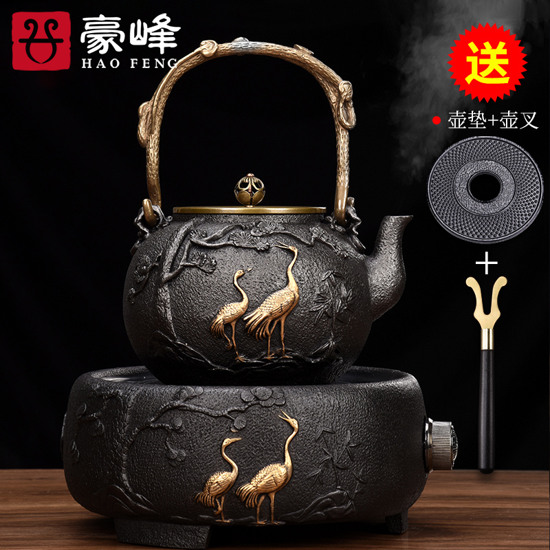 HaoFeng Japanese size iron pot of tea kettle cordless retro teapot manual cast iron pot of tea set
