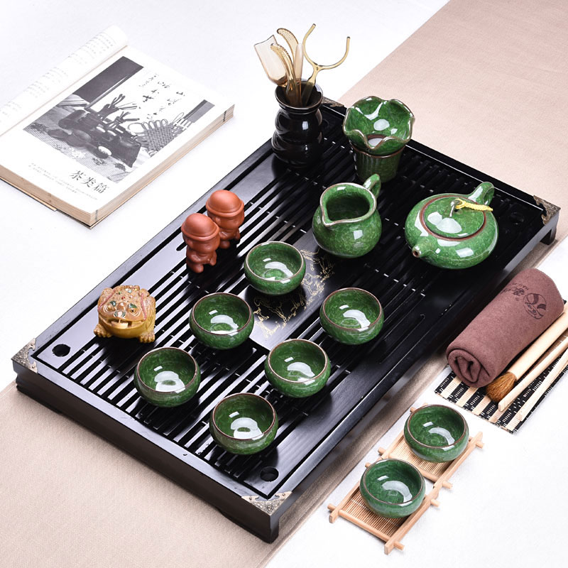 HaoFeng violet arenaceous kung fu tea set home office contracted the drawer of a complete set of solid wood tea tea tea set