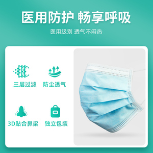 医用口罩一次性无菌防尘透气防病菌男女夏季薄款防晒防病毒口罩