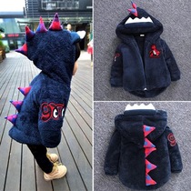 Male baby clothes winter cotton coat thickened 2020 new Foreign style childrens cotton clothes small boy velvet dinosaur coat