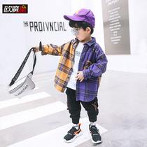 Boys shirts long-sleeved 2020 new autumn childrens clothes Mens childrens plaid boys shirts spring and autumn childrens clothing trend