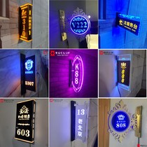 High-end hotel LED logo plate with lamp sign Acrylic double-sided glowing door number customized