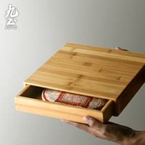 Solid wood tea cake box Pu-erh tea box made of bamboo domestic single-layer drawer-type containing cabinet tea tray tea set tea ceremony accessories