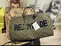 Edison Chen with the same joint name readymade army green canvas large bucket bag travel bag one shoulder messenger