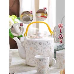 Ceramic cold kettle, large capacity household cold kettle, handle teapot, bone china large tea kettle, single flower teapot