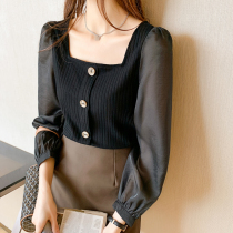 Black Knit Undershirt Early Spring Blouse Women 2022 Spring New Snowspinning Shirt Foreign Air Fashion Little Weaters