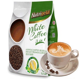 进口Nutrigold诺思乐三合一咖啡速溶白榴莲味450g每袋15条装